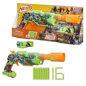 NERF Zombie Strike Driller Blaster - Vibrant Green and Orange
